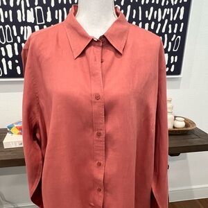 Like New!! Lauren Ralph Lauren Women’s Linen Button-Down - 2X - Salmon